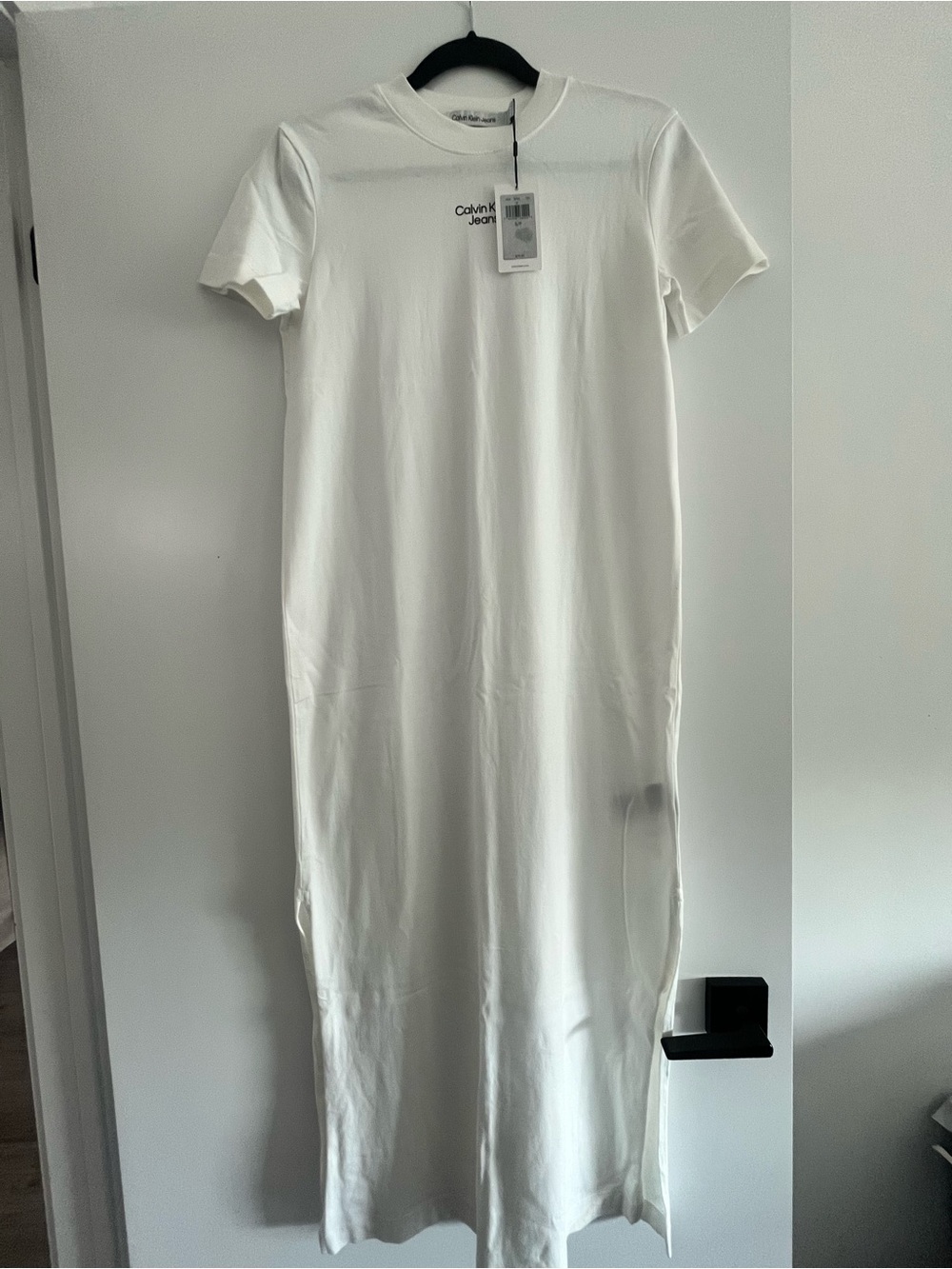 Calvin Klein White Short-Sleeve Maxi T-Shirt Dress